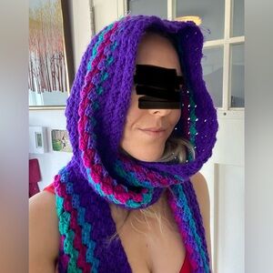 Handmade Colorful Knit Hooded Scarf